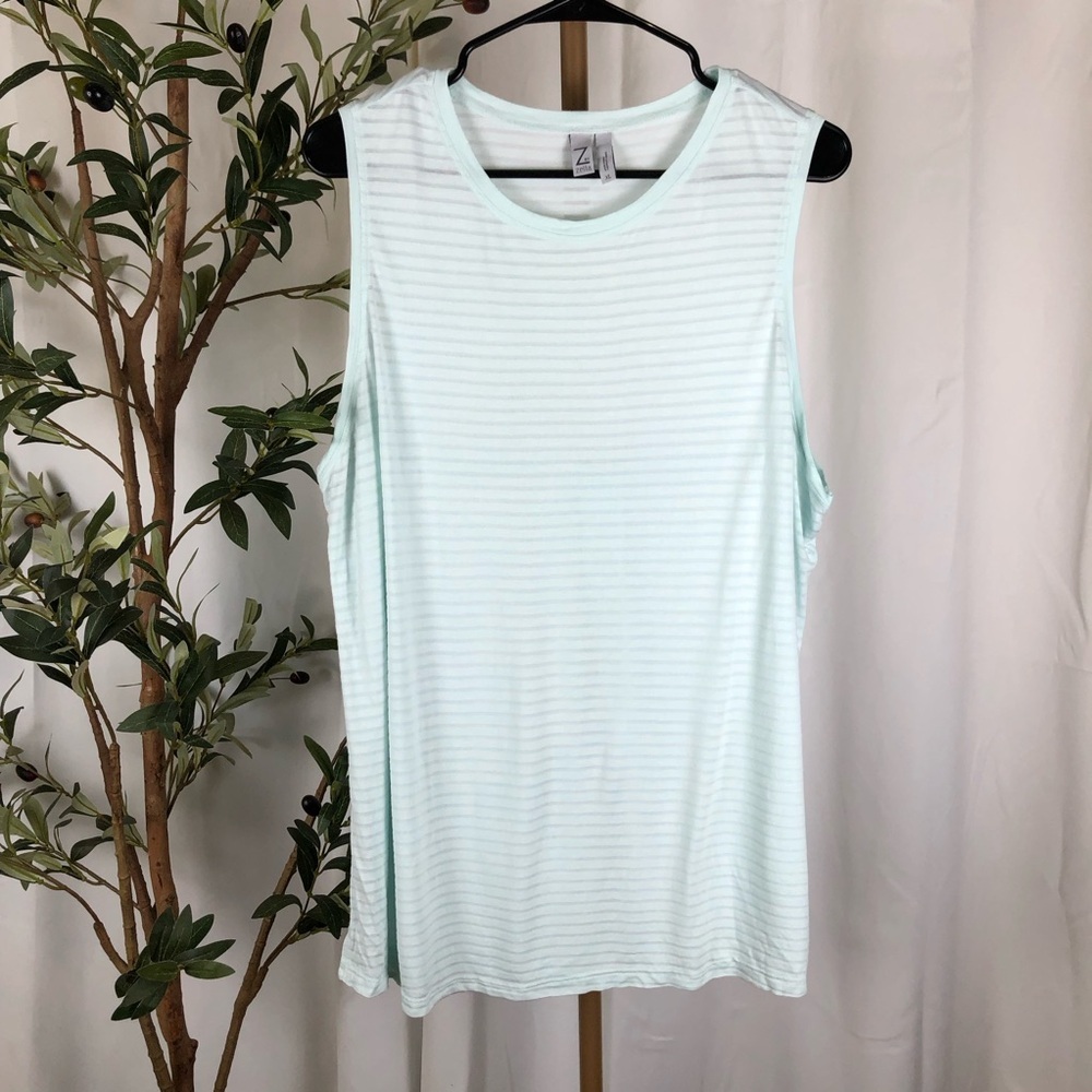 Zella Mint Green Striped Tank Top Sz XL (A1)